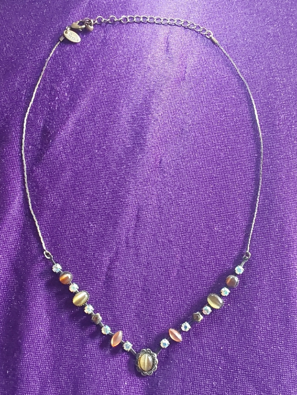 Lia Sophia Tiger Eye and Crystal Bead Necklace